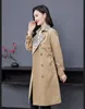 Women Fashion England Design Trench Coat Ong Syster Trench Size S-XXL Khaki Color B8616F460