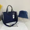 Borsa tote alla moda di grande capacità Borsa da donna ricamata con lettera autunnale Borse in denim