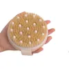 Brosse corporelle pour brossage humide ou sec, poils naturels avec nœuds de Massage, exfoliation douce, améliore la Circulation EE