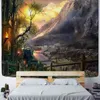 Decoración bohemia alfombra de pared de montaña colgante hogar dormitorio Fondo arte estético habitación ation Mural Gobelin J220804