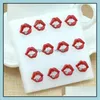 Stud Sexy Red Mouth Pink Love Lip Rhinestone Simated Earrings For Women Jewelry Drop Delivery 2021 Vipjewel Dhkcf