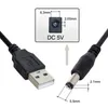 USB에서 DC 포트 충전 케이블 코드 3 5mm 5V 전원 케이블 각진 스트레이트 블랙 304G
