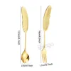 Juego de cucharas y tenedores de plumas de acero inoxidable, cucharas para revolver café de plumas, tenedores para pasteles de frutas, restaurante, vajilla de cocina, regalo de Festival BH7414 TYJ