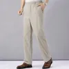 Pantalon en lin pour hommes taille haute pantalon d'été léger hommes vêtements minces pantalon en coton ample bande élastique travail pantalon Vintage 220822