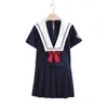 Clothing Sets Fashion Dark School Uniforms Japanese Korean Girls Sailor Suits Short Long Sleeve Shirt Option Pleated Skirt SetsClothing