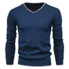 سفن الخريف رجال Pullover Spring Cotton Vneck Slid Slid Sweater Lequers Male Male Knitwear Man بالإضافة إلى حجم 4XL Simple Style Jersey 220822