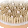 Brosse corporelle pour brossage humide ou sec, poils naturels avec nœuds de Massage, exfoliation douce, améliore la Circulation EE