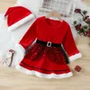 2022 neue Stile Kinder Weihnachtskleidung Lange Kurzarm Weihnachtskleid Samt Baumwolle Baby X-Mas Outfit Prinzessin Mädchen Kleider Party 2023 Neujahrskostüm