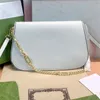 Blondie الكتف الحقيبة الجلود السوداء جولة متشابكة G Logo Gold-toowware Cotton Linen Lining Mini Bag Snap Butting Flap Crossbody Luxur W4xs#