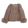Inverno grosso quente malha rex coelho casacos de pele real manguito mulheres moda jaqueta natural pele senhora macio fofo s3581 220822