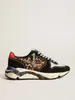 Shoe low-top Italian handmade Running Sole leopard-print pony and suede sneakers