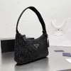 Tassen totes Designer tas dames handtas klassiek imitatie luxe merk nylon glanzende diamanten stijl ritsschoudertas mode feestje diner portemonnee