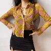 Camisas femininas camisas karrram camisa xadrez vintage mulheres y2k e-girl punk blusa sexy roupas grunge primavera estilo coreano chique