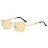 نظارة شمسية أزياء مصمم إطار صغير للنساء الرجال المعادن الرجعية مربع نظارات شمس عالية الجودة UV400 ظلال النظارات النظارات