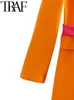 Costumes pour femmes Blazers Automne Femmes Chic Élégant Deux Tons Patchwork Ceinture Casual Orange Rose Lâche Carrière Veste Femme ManteauxFemmes WomWo