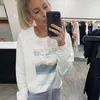 Kvinnors hoodies tröjor konstnärliga grafiska tröja kvinnor höst vinter designer lyx hoodie topps 2022 femme mode streetwear pull