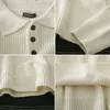 Pullovers Men su￩ter de bot￣o japon￪s Turndown Collar estilo coreano solto malha s￳lida casual allmatch unissex harajuku masculino 220822