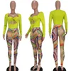 Pantalons de deux pièces pour femmes Articles en gros en vrac Tenues pour femmes Solide Creux Bandage Tops Tie Dye Matching Set Automne Streetwear 2022Women's