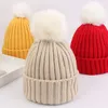 Autumn Winter Baby Kids Knitted Hat Wool Ball Skull Cap Girls Boys Beanies Children Hats Fit 1-6T