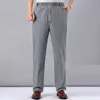 Мужские льняные брюки с высокой талией легкие летние брюки Мужчина тонкая одежда свободная хлопчатобумажная эластичная лента рабочие винтажные брюки 220822