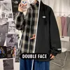 Bahar Allmatch Unisex Kore Fashions Coats Mens Harajuku Hip Hop Tikalı Stil Ceket Erkek Ekose Çift Yüz Rüzgar Yasağı 220822