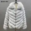 Casaco De Pele Winter Dicke Warme Pelzjacke für Frauen Echte Strickjacke Wendejacke Langarm Blasenjacken S4829 220822