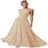 Women Halter Bridesmaid Dresses Long Chiffon Formal Dresses Evening Party Dress