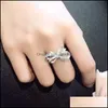 Band Rings Fashion Creative Diamond Sudered Open Bow Ring Hipster Simple Temperament Fl of Diamond Butterfly Dancing Romanti Vipjewel Dhhwp