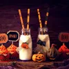 Tek kullanımlık biyolojik olarak parçalanabilir kağıt Straw Bar Restaurant Cadılar Bayramı Partisi Dekorasyonu Hayalet Jack-O-Lantern 25