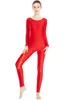 Red Color Girls Catsuit Costuums Gymnastics Unitards Volwassenen Lange mouw Dance Unitard Zentai Bodysuits Kids Spandex Jumpsuits Dancewear