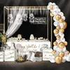 Décoration de fête Grand Fer Rectangle Cadre Fleur Table Plinthe Métal Arche De Mariage Ballon Anniversaire Fond Scène Toile De Fond Or Brillant Sta