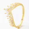 Yellow gold plated Timeless Wish Tiara Ring Girl Womens CZ diamond Wedding Jewelry gift Box for Pandora 925 Sterling Silver Rings9974057