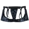 Caleçon Homme Creux Out Bulge Pouch Boxer Shorts O-rings Strings Connected WaistbandUnderpants Latex Patent Leather Open BuUnderwearUnder