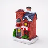 Christmas Resin Village with LED Light Xmas Tiny Glowing Snow House Ornament Gift