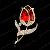 Mode Tulpe Blumen Broschen Frauen Elegante Glänzende Strass Kristall Brosche Schmuck