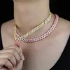 Chains Iced Out Hiphip Bling 5A Cubic Zirconia Paved Miami Cuban Link Chain Choker Necklaces For Women Fashion Adjustable Party Je6280701