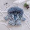 Fille Jeans et veste en velours automne hiver bébé veste matelassée en coton avec col en laine épaisse