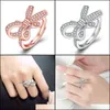 Band Rings Fashion Creative Diamond Sudered Open Bow Ring Hipster Simple Temperament Fl of Diamond Butterfly Dancing Romanti Vipjewel Dhhwp