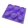 Craft Tools Round Heart Shape Flowers 6-Cavity Silicone Soap Mold Making Cake Lotion Bars DIY Chocolate FormCraft