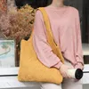 Sacs de soirée coton tissé sac à main Simple grande capacité couleur unie épaule japonais coréen automne hiver laine tricoté sac femme Casu