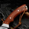 Utomhusöverlevnad Rak jaktkniv D2 Blade Full Tang Rosewood Handle Fixed Blade Knives