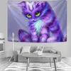 Arazzo animale a muro di cartone animato Arazzo di gatto viola Modella decorazione per la casa Camera da letto J220804