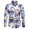 Chemises décontractées pour hommes Slim Chemise à fleurs à manches longues pour hommes Mode Hawaiian Vintage ClothesMen's