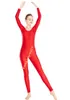 Kırmızı renkli kızlar catsuit kostümler jimnastik unitards yetişkinler uzun kollu dans unitard zentai bodysuits çocuklar spandeks tulumlar dans giysileri