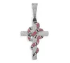 Iced snake cross pendant necklace With 3mm 24inch Rope Chain hiphop jewelry