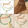 Bracelets de cheville Bohemian Mti-Layered Colorf Woven Shell Bottle Bracelet Two-Piece Womens Summer Ocean Beach Anklet Ankle Jewelry Drop Vipjewel Dhgho