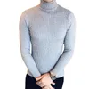 Män smala fast färg turtlenecks passar tröjor män vinter långärmade varma stickade tröjor klassiska solid casual bottoming skjorta 5xl 220822