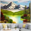 Peinture à l'huile de paysage, tenture murale naturelle, lever du soleil, Style psychédélique, ciel bleu, sorcellerie, décor de salon pour la maison, J220804