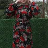 ملابس عرقية عتيقة طباعة فستان Abaya للنساء الأكمام الطويلة o-neck رمضان عيدات دبي المسلمة نمط رداء Maxi مع حزام