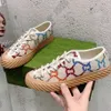 Tennis 1977 Canvas Vrijetijdsschoenen Luxe Designer Damesschoen Italië Groen en Rood Web Streep Rubberen Zool voor Stretch Katoen Laag platform Top Heren vrouw Sneaker 03